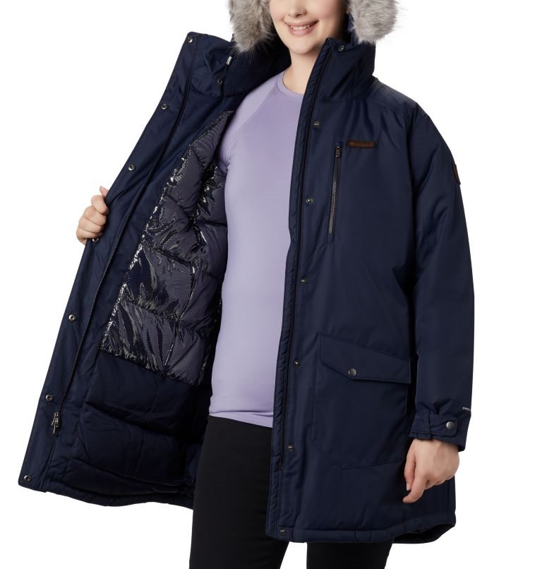 Jachete Izolate Columbia Suttle Mountain Long Dama Bleumarin | Plus Size IAM981QS0